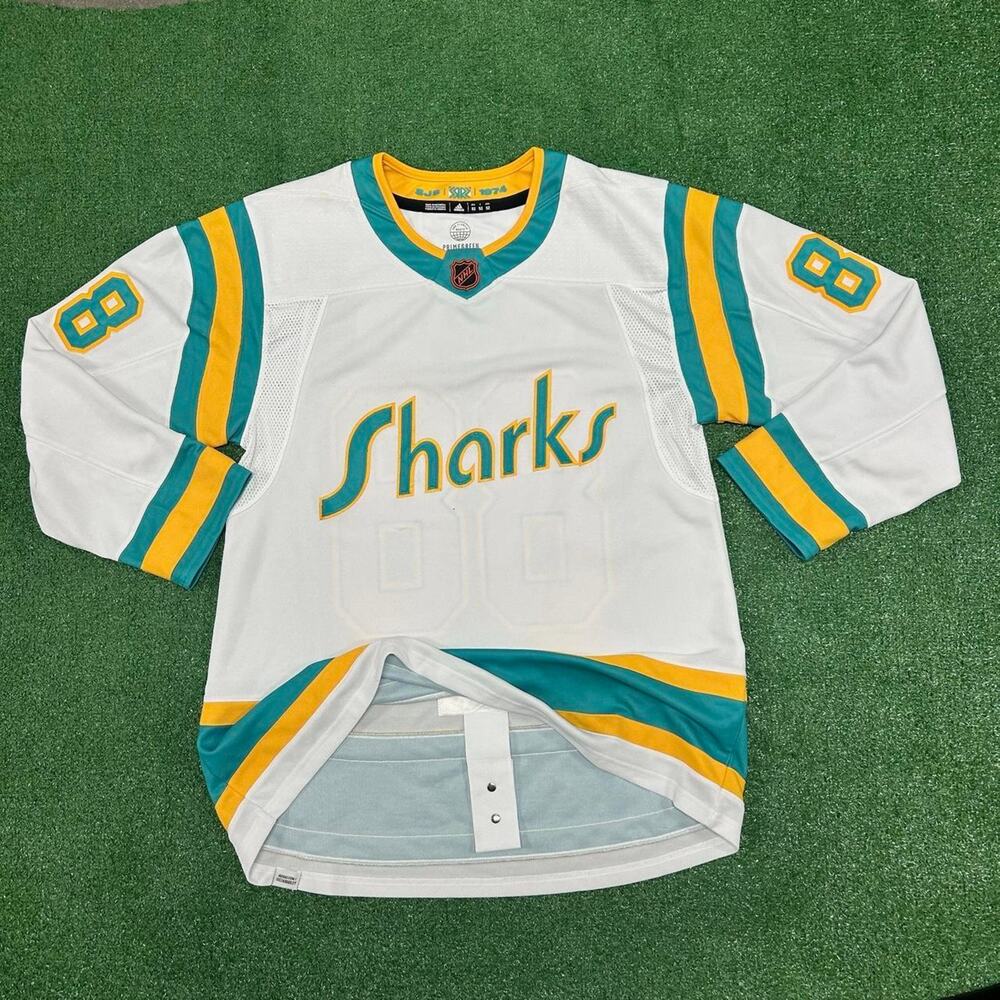 San Jose Sharks Burns Adidas Reverse Retro Hockey Jersey Men’s XL White Teal